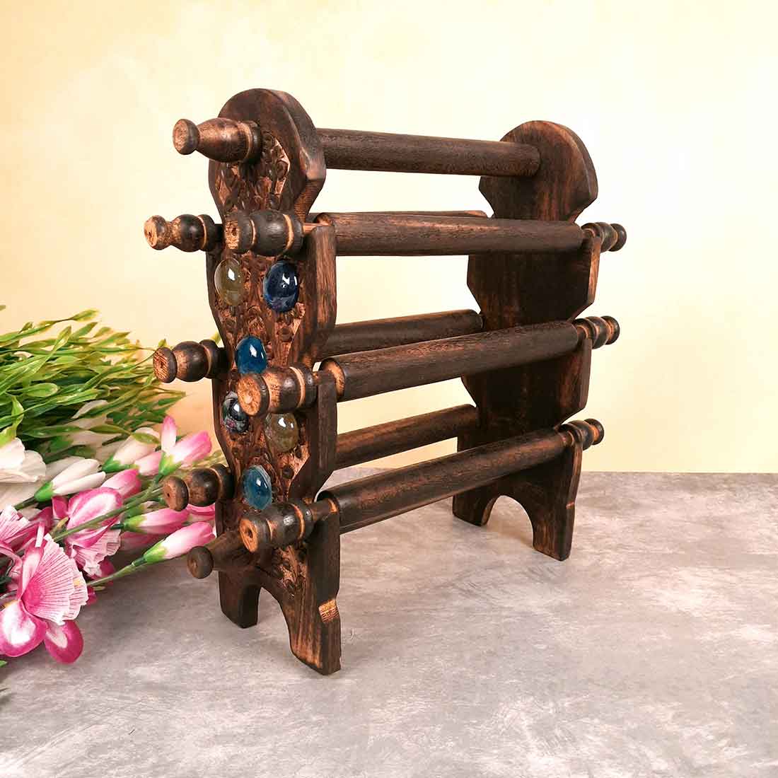 Wooden Bangle Stand | Jewelry Organizer - for Bangles & Dressing table - 6 Rod -11 Inch