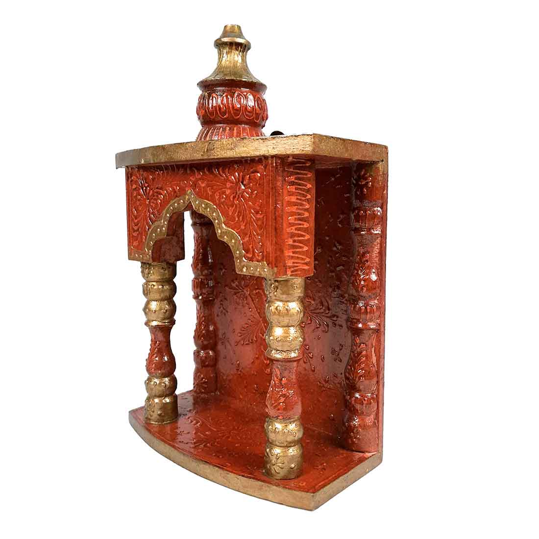 Home Temple for Worship | Puja Mandir Wooden |  Pooja Stand / Unit Wall Hanging With Detachable Gumbad – For Home, Ghar, Office & Shop  - 11 Inch