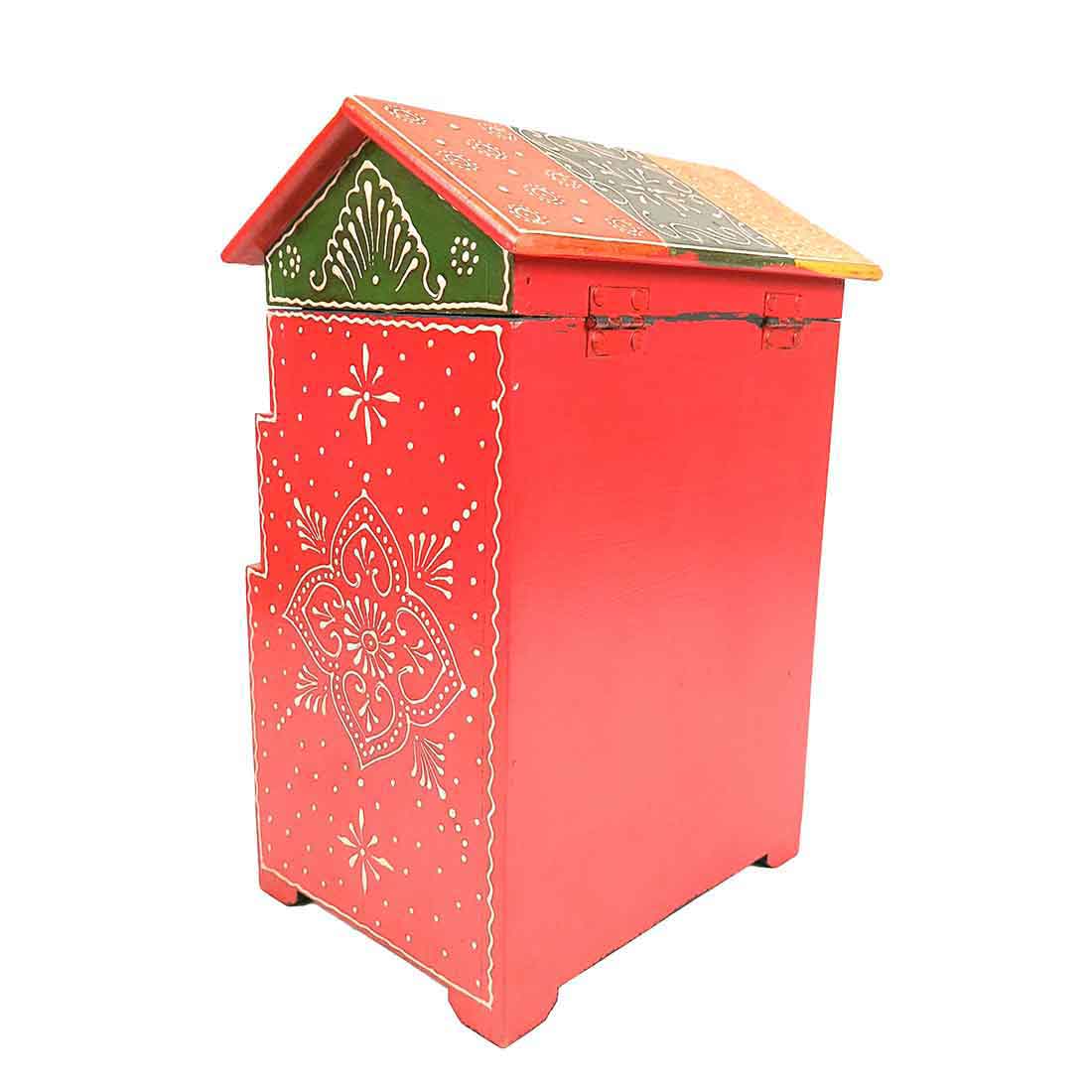 WoodenJewelryBox - 5 Drawerbox - Apkamart #color_Red