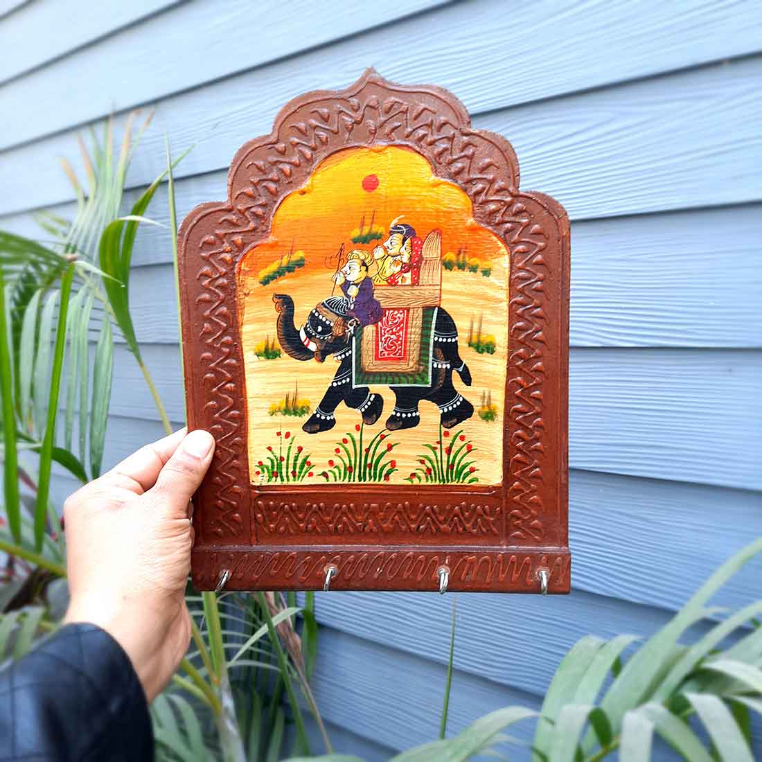 Key Holder Stands | Wooden Keys Hook Wall Hangers | Keys Organizer - For Home, Entrance, Office Decor & Gifts - 12 Inch (4 Hooks)