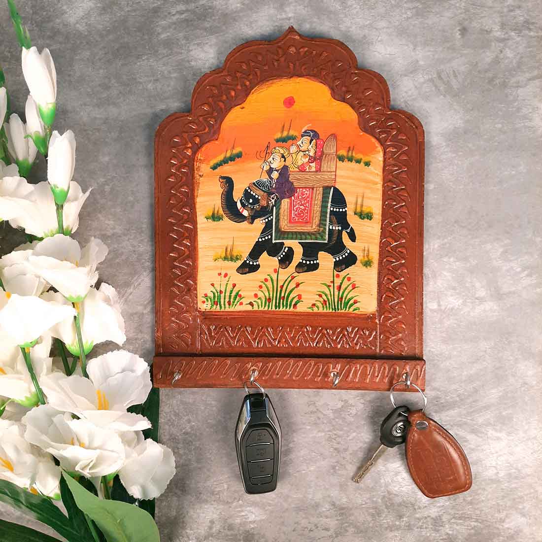 Key Holder Stands | Wooden Keys Hook Wall Hangers | Keys Organizer - For Home, Entrance, Office Decor & Gifts - 12 Inch (4 Hooks)