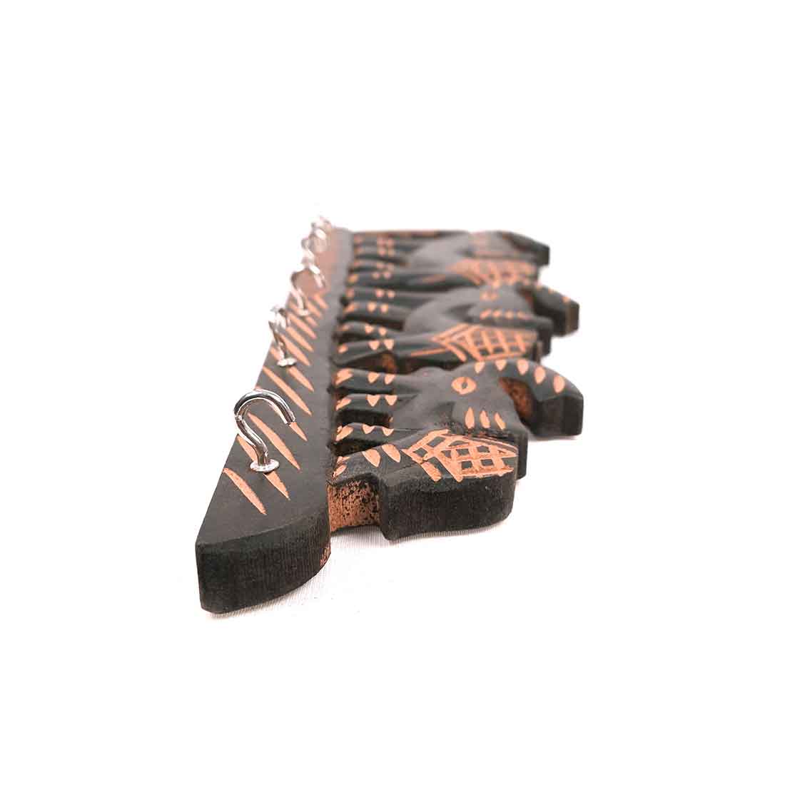 Elephant Key Holder for Wall | Wooden Key Stand with Hooks | Decorative Elephant Design Key Organizer for Home & Office - 12 Inch (6 Hooks) - Apkamart #Style_Design 2