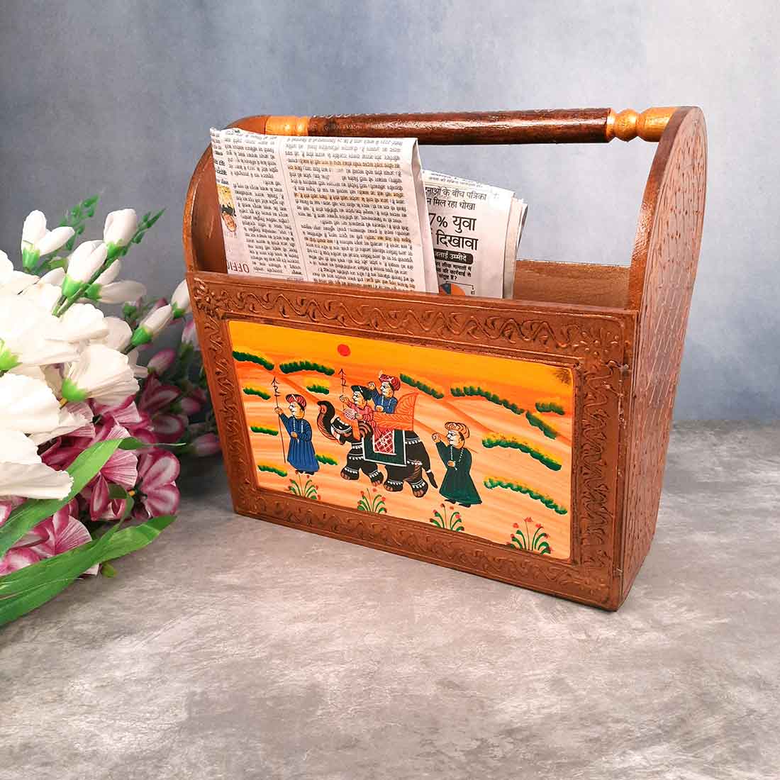 Magazine Holder | Newspaper Stand Holders| Wooden Books Organizer - For Home Decor, Living Room, Table & Desk Organising, Office & Gifts - 12 Inch