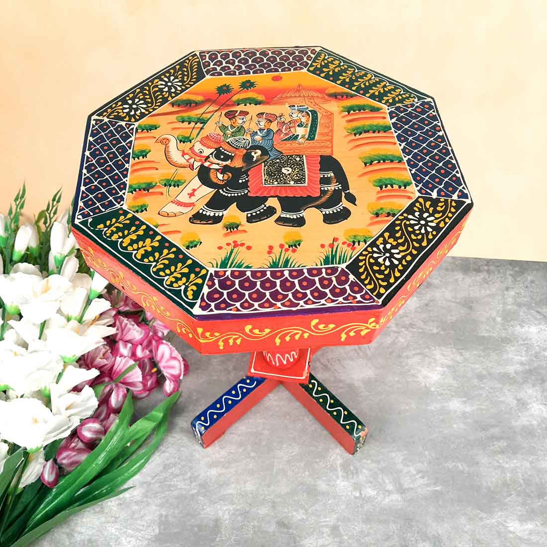 Side Table | Wooden End Tables Cum Stool - for Keeping Lamp, Vases & Plants | Small Stools - for Sitting, Bedside, Home Decor, Corners, Sofa Side Stool, Office & Gifts - 15 Inch