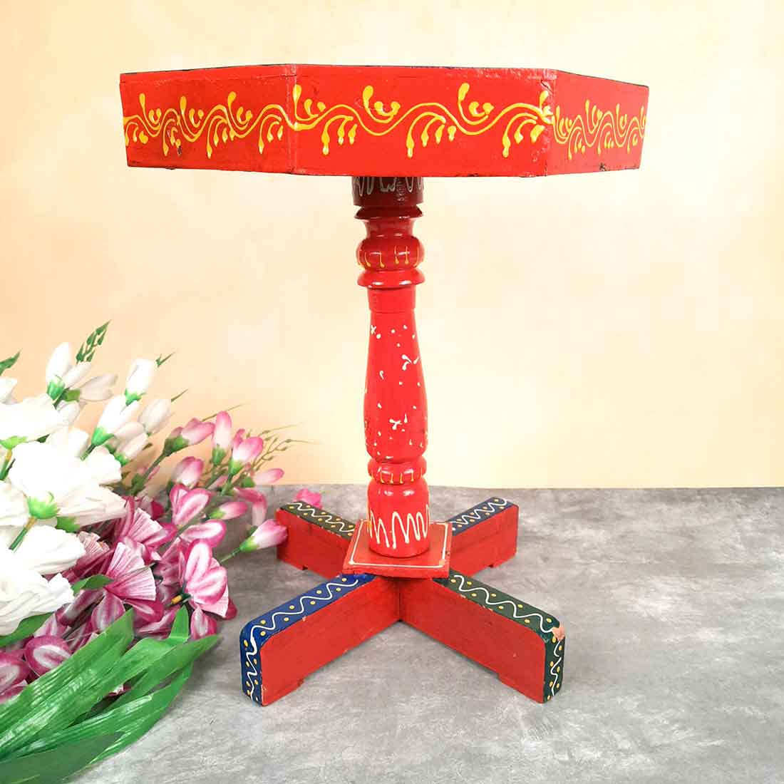 Side Table | Wooden End Tables Cum Stool - for Keeping Lamp, Vases & Plants | Small Stools - for Sitting, Bedside, Home Decor, Corners, Sofa Side Stool, Office & Gifts - 15 Inch