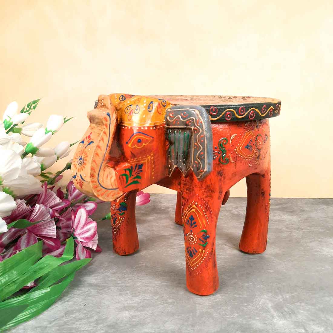 Elephant Showpiece - Stool Design | Elephant Table Showpiece - For Placing Small Pots & Tea Lights - For Home, Living Room Decor & Gifts - 8 Inch - Apkamart #Style_Design 2