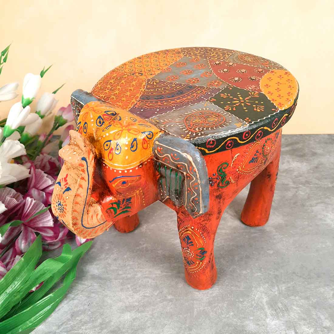 Elephant Showpiece - Stool Design | Elephant Table Showpiece - For Placing Small Pots & Tea Lights - For Home, Living Room Decor & Gifts - 8 Inch - Apkamart #Style_Design 2