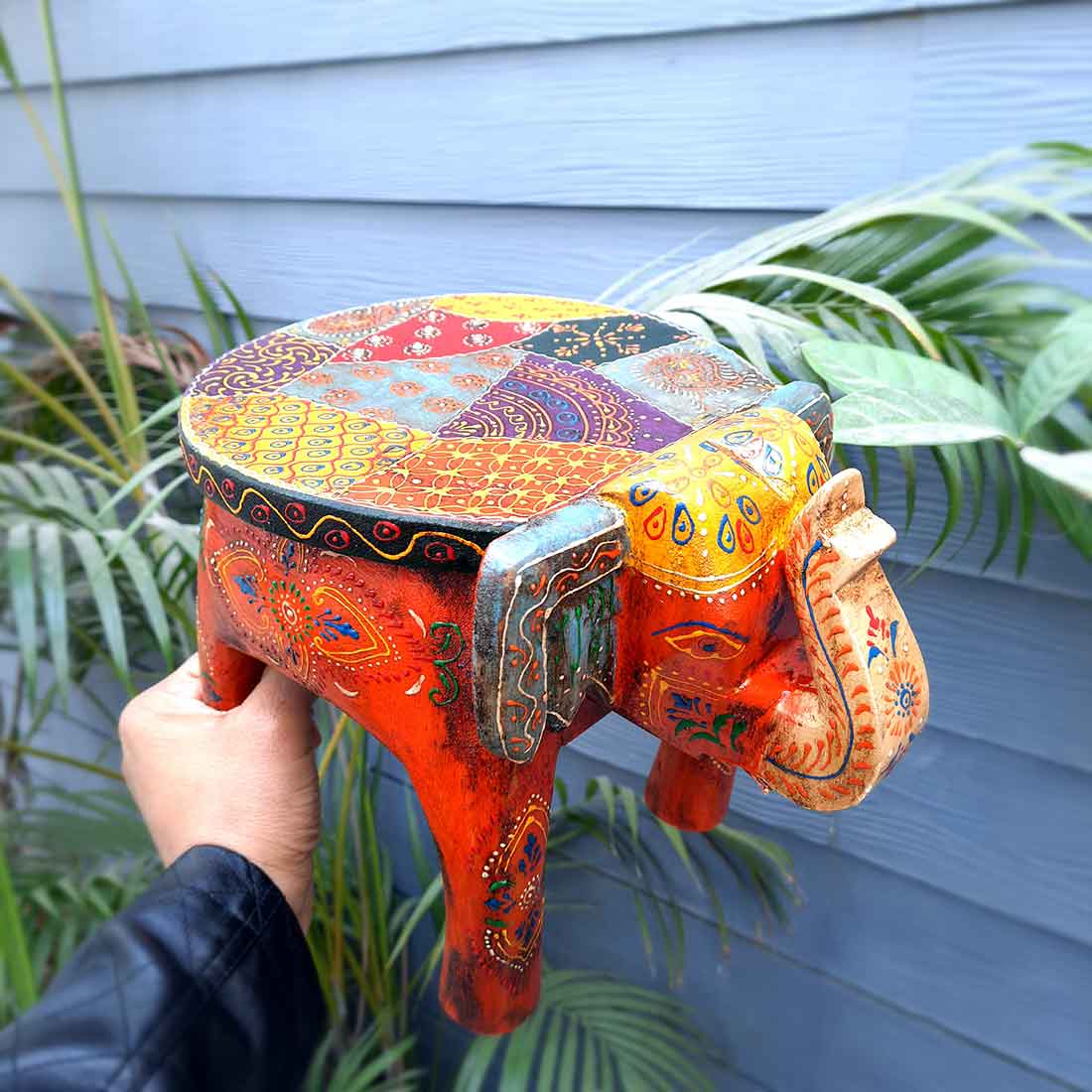 Elephant Showpiece - Stool Design | Elephant Table Showpiece - For Placing Small Pots & Tea Lights - For Home, Living Room Decor & Gifts - 8 Inch - Apkamart #Style_Design 2