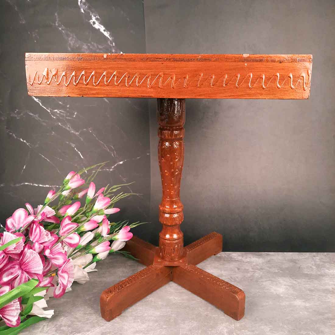 Side Table | Wooden End Tables Cum Stool - for Keeping Lamp, Vases & Plants | Small Stools - for Sitting, Bedside, Home Decor, Corners, Sofa Side Stool, Office & Gifts - 18 Inch