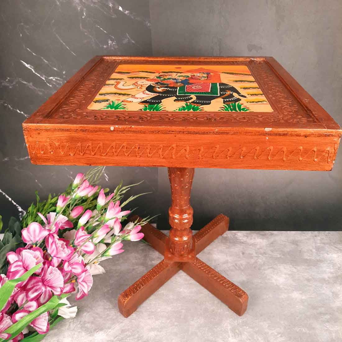 Side Table | Wooden End Tables Cum Stool - for Keeping Lamp, Vases & Plants | Small Stools - for Sitting, Bedside, Home Decor, Corners, Sofa Side Stool, Office & Gifts - 18 Inch