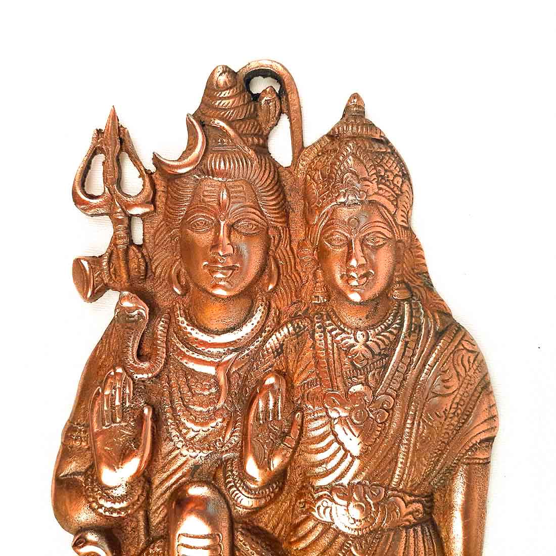 Lord Shiv Parvati Wall Hanging  - Metal Wall Art - 11 Inch - ApkaMart