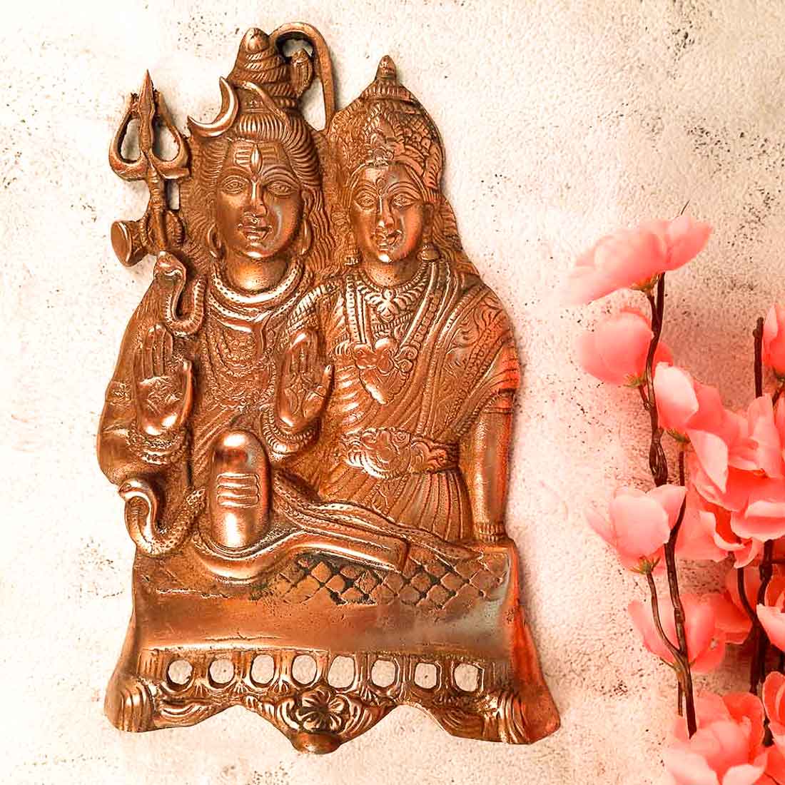 Lord Shiv Parvati Wall Hanging - Metal Wall Art - 11 Inch - ApkaMart