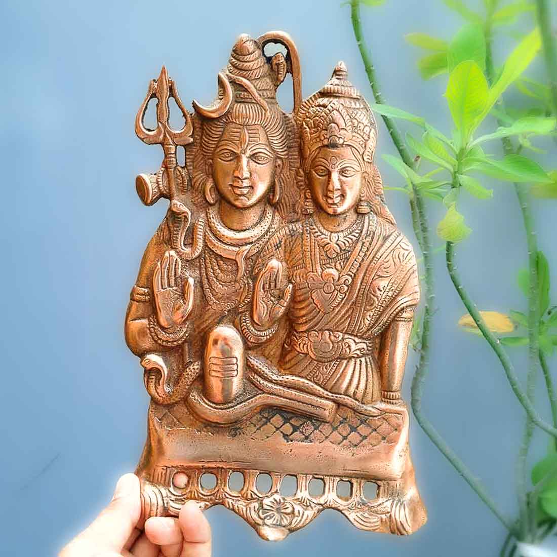 Lord Shiv Parvati Wall Hanging  - Metal Wall Art - 11 Inch - ApkaMart