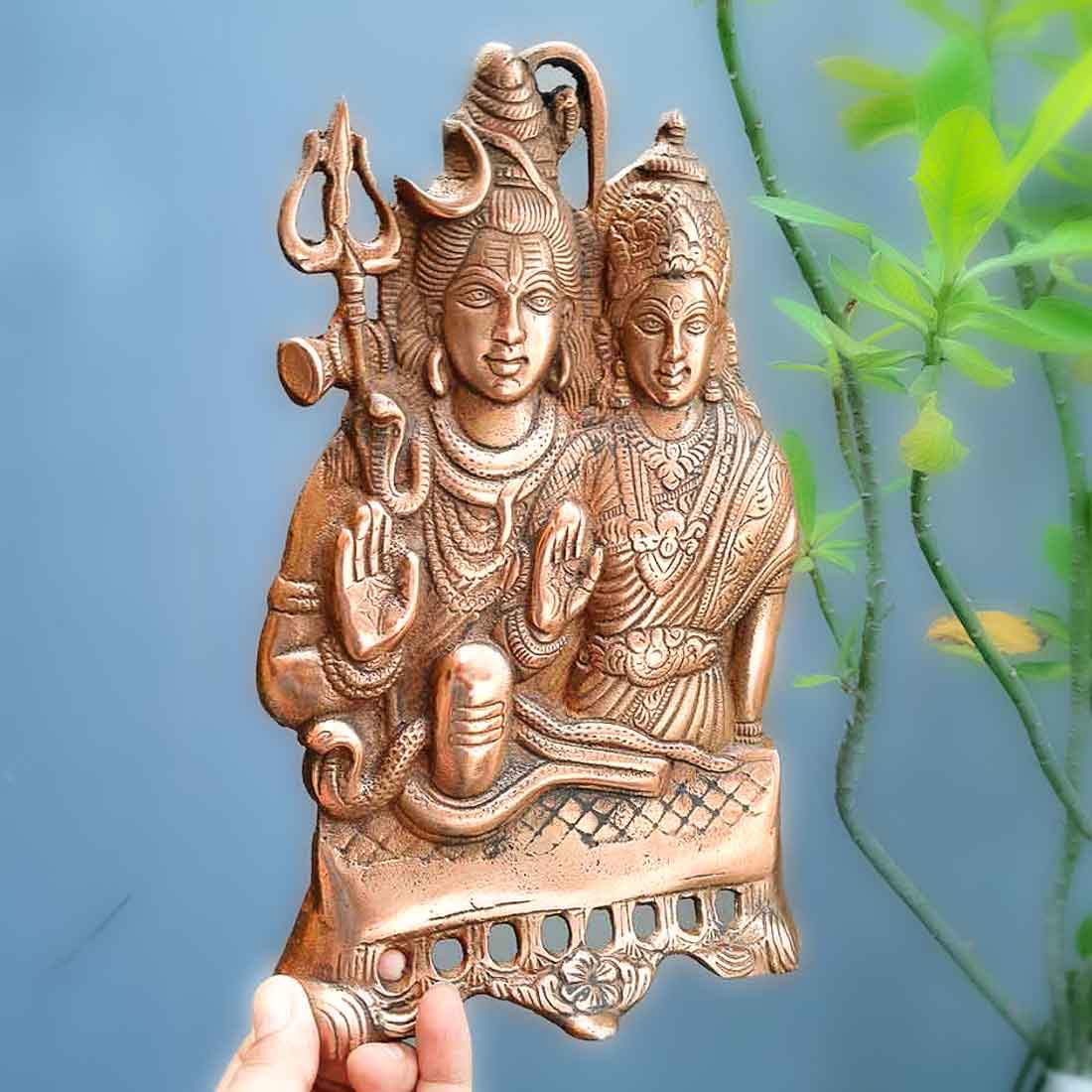 Lord Shiv Parvati Wall Hanging  - Metal Wall Art - 11 Inch - ApkaMart