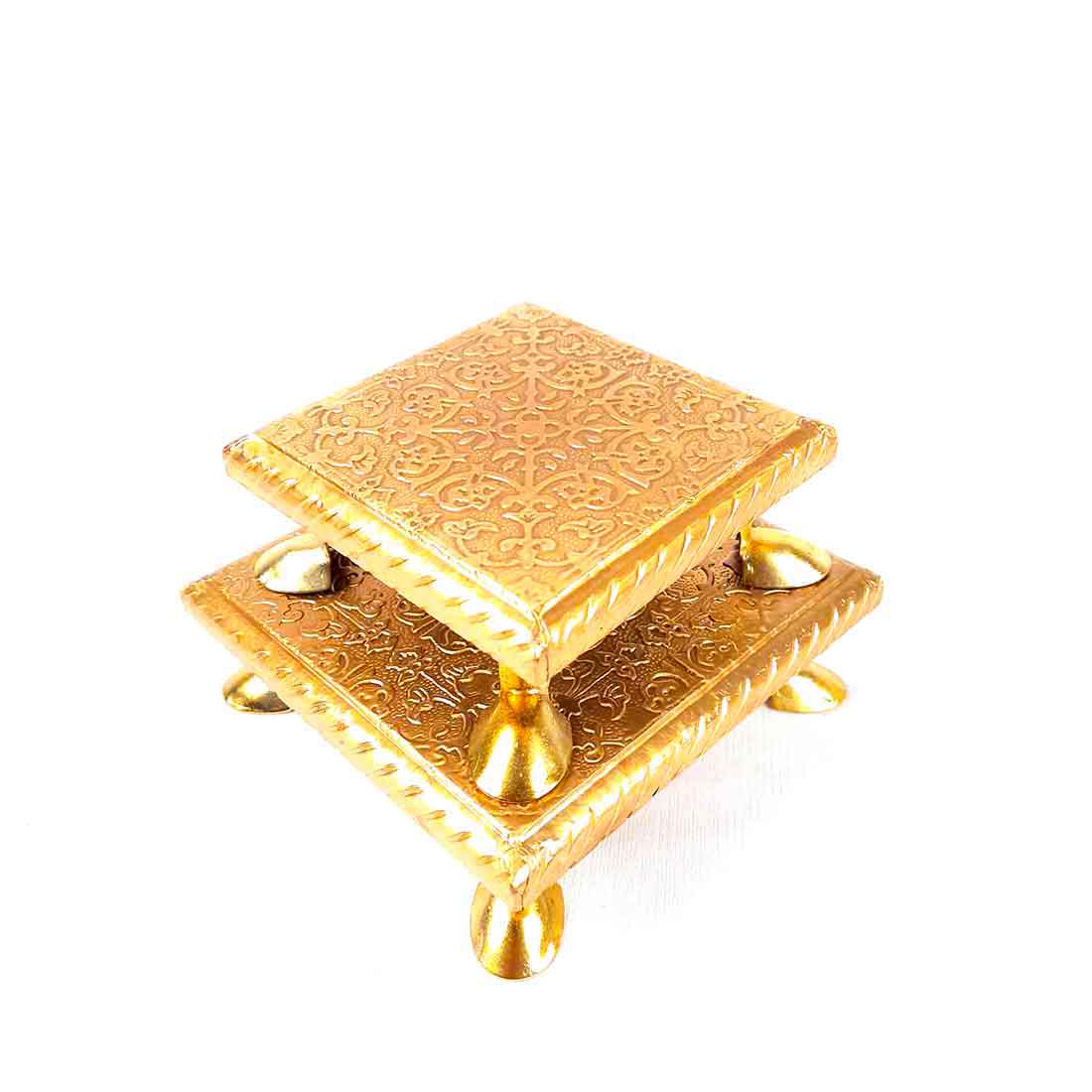 Pooja Bajot | Brass Chowki - For Pooja, Weddings & Festivals - Set of 2 (4,5 Inch) - ApkaMart
