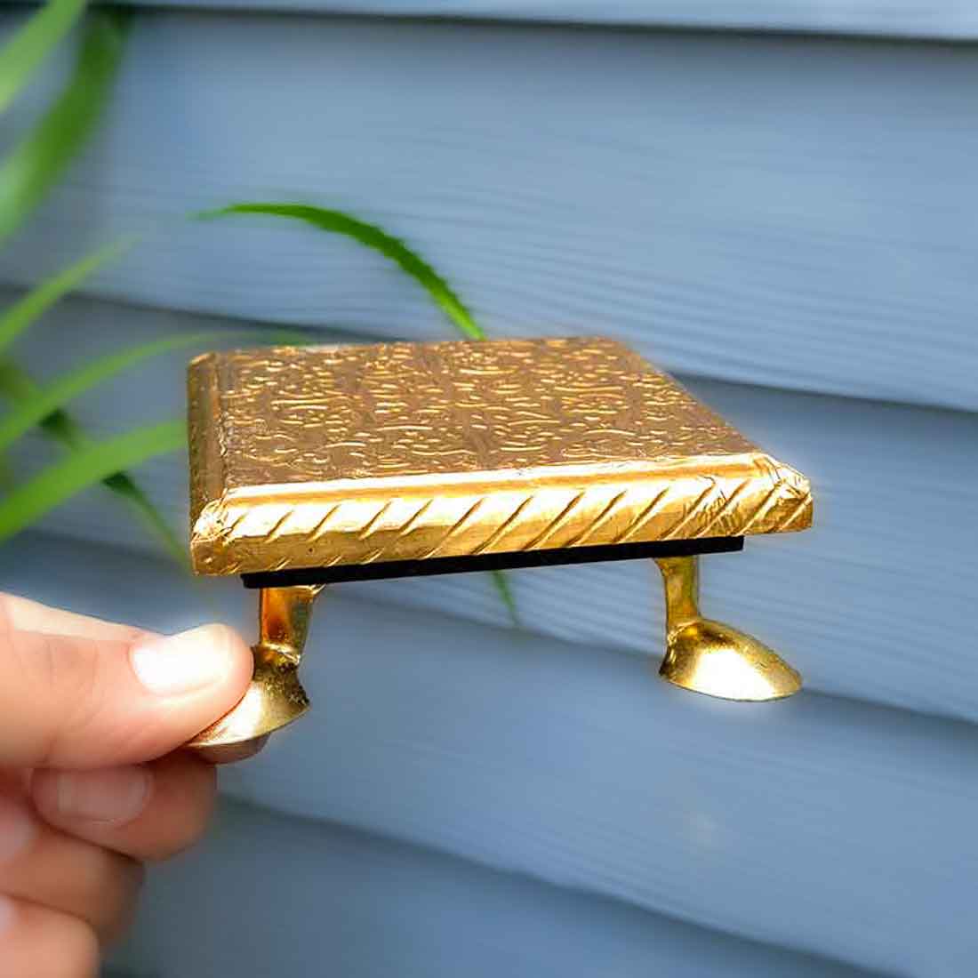 Pooja Bajot | Brass Chowki - For Pooja, Weddings & Festivals - Set of 2 (4,5 Inch) - ApkaMart