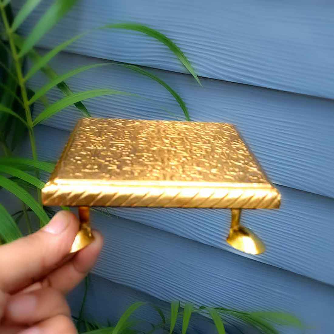 Pooja Bajot | Brass Chowki - For Pooja, Weddings & Festivals - Set of 2 (4,5 Inch) - ApkaMart