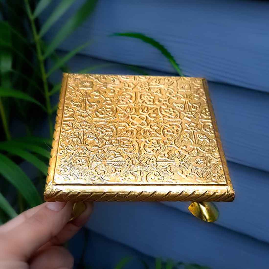 Pooja Bajot | Brass Chowki - For Pooja, Weddings & Festivals - Set of 2 (4,5 Inch) - ApkaMart