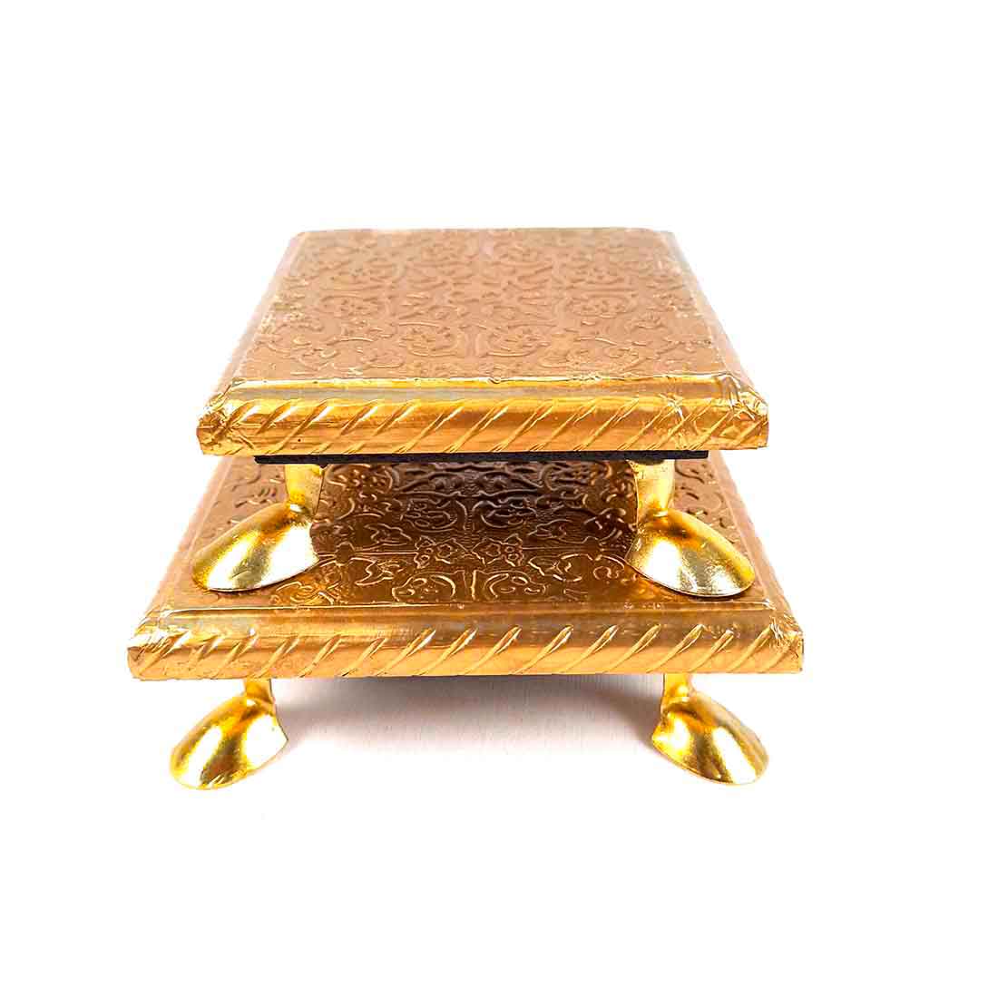 Pooja Bajot | Brass Chowki - For Pooja, Weddings & Festivals - Set of 2 (4,5 Inch) - ApkaMart