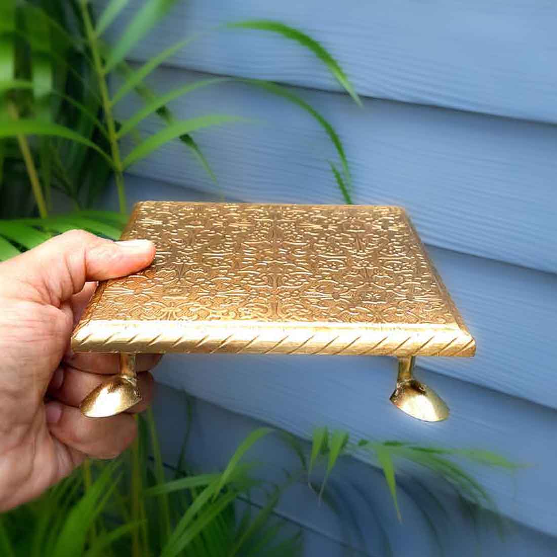 Pooja Bajot | Brass Chowki - For Pooja, Weddings & Festivals - Set of 2 (4,5 Inch) - ApkaMart