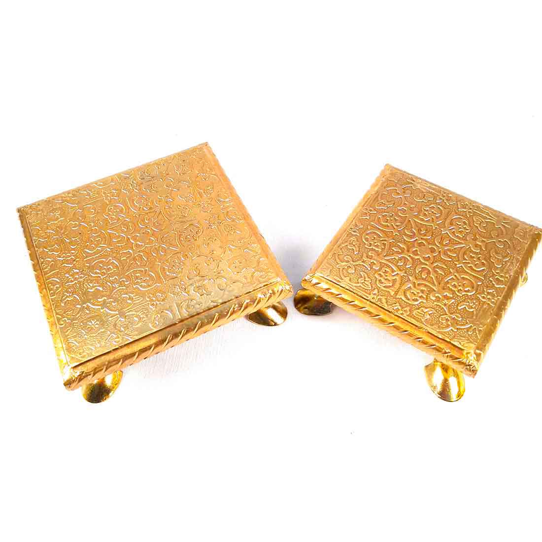 Pooja Bajot | Brass Chowki - For Pooja, Weddings & Festivals - Set of 2 (4,5 Inch) - ApkaMart