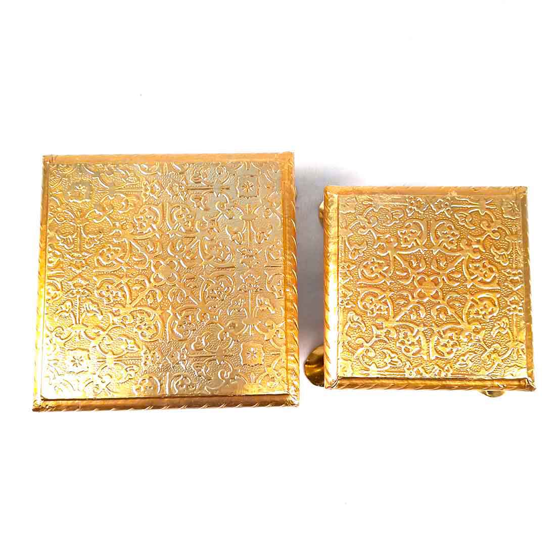 Pooja Bajot | Brass Chowki - For Pooja, Weddings & Festivals - Set of 2 (4,5 Inch) - ApkaMart