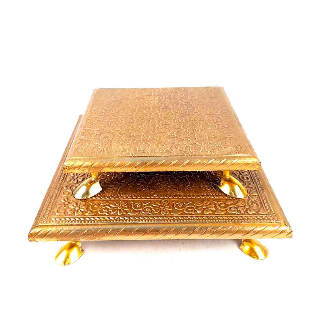 Brass Pooja Bajot - Decorative Bajot For Pooja & Festivals - Set of 2 (6,8 Inch) - ApkaMart