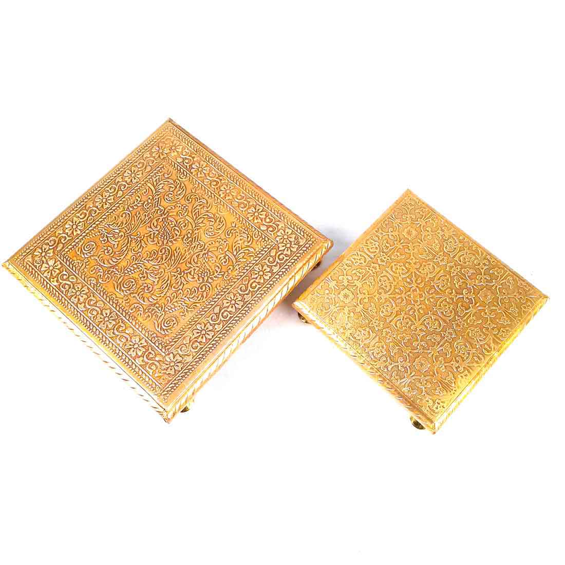 Brass Pooja Bajot - Decorative Bajot For Pooja & Festivals - Set of 2 (6,8 Inch) - ApkaMart