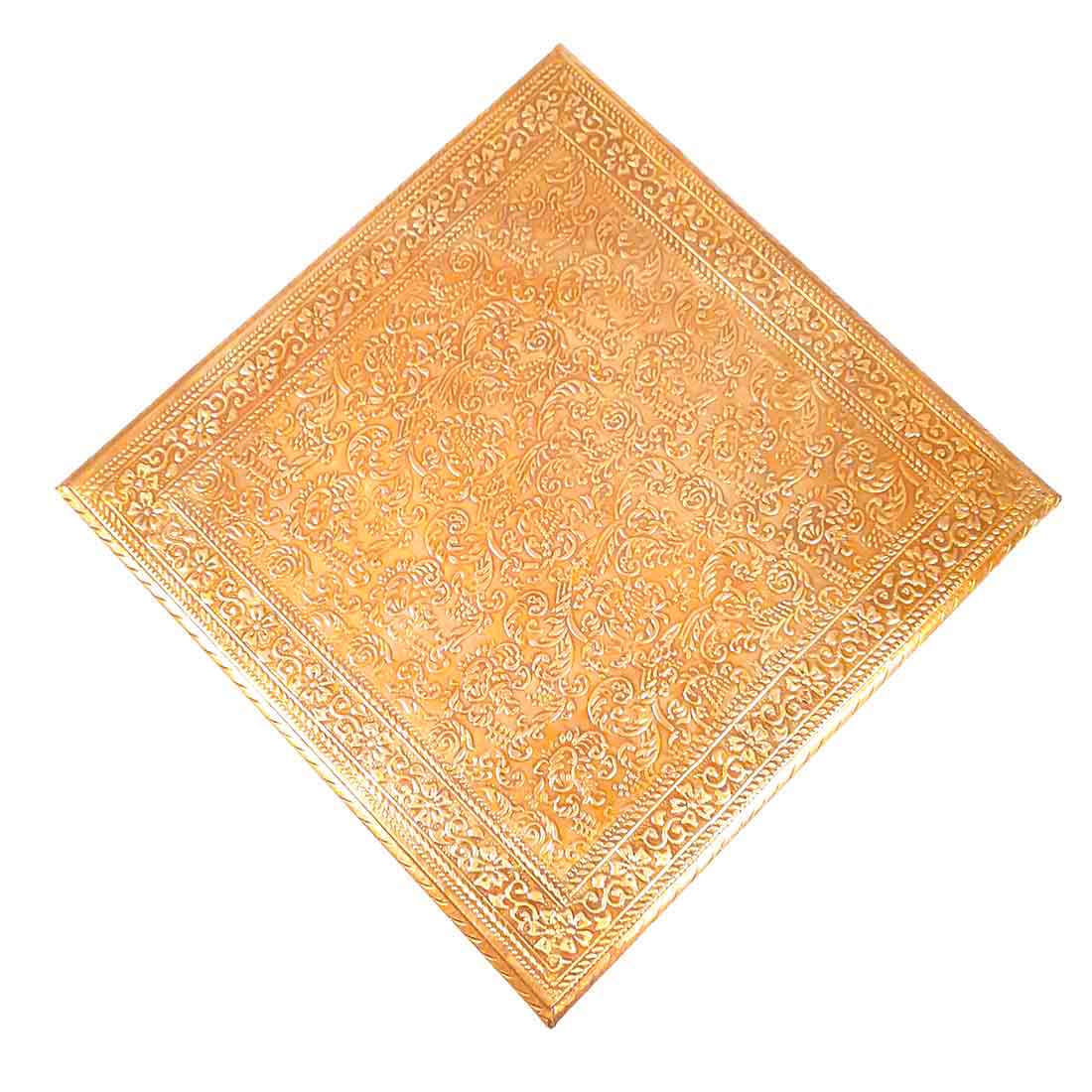 Brass Puja Chowki - Wooden Bajot - For Pooja &Home Decor - Set of 2 ( 10, 12 Inch) - ApkaMart