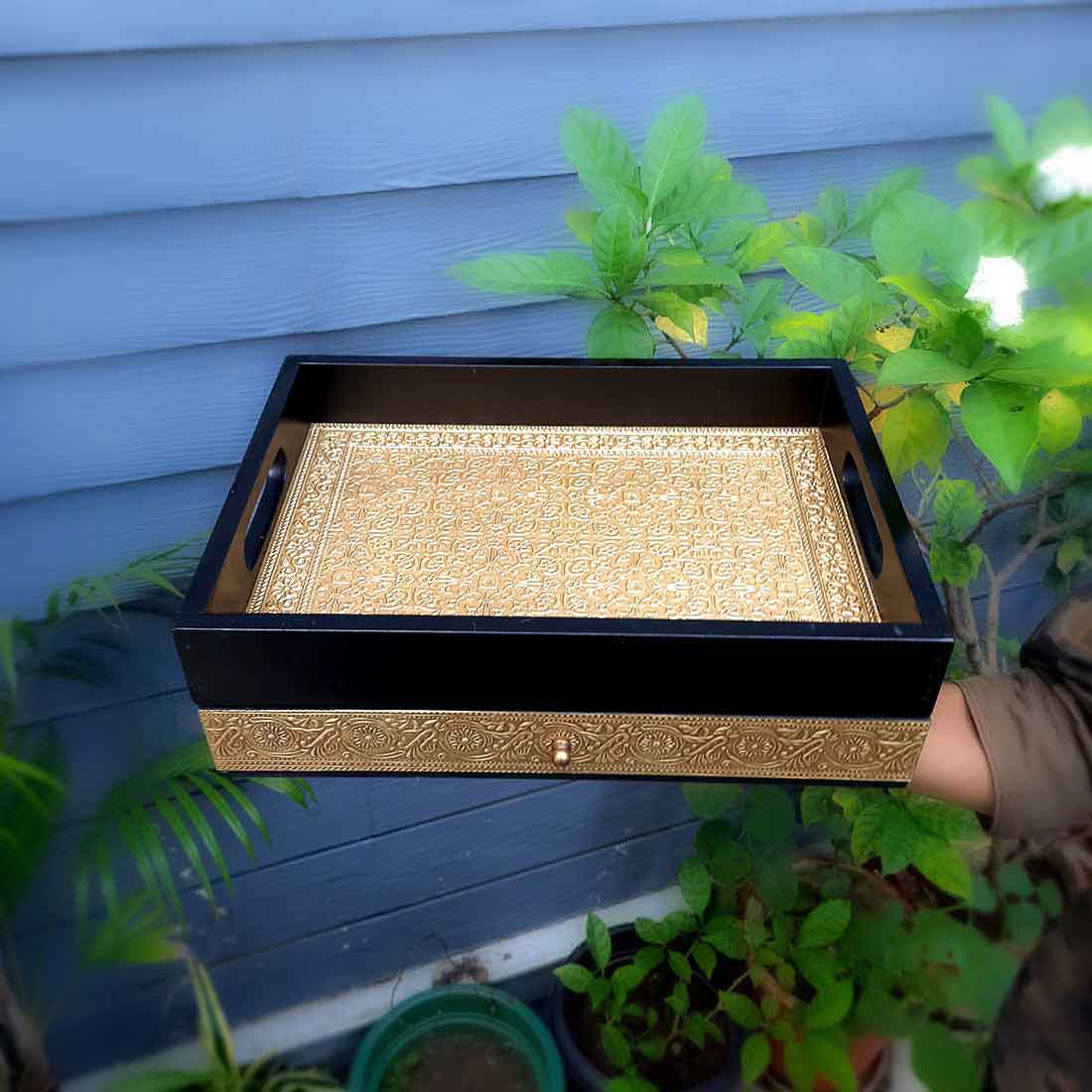 Serving Platters Set - With Drawer - For Serving & Table Decor -14 Inch - ApkaMart