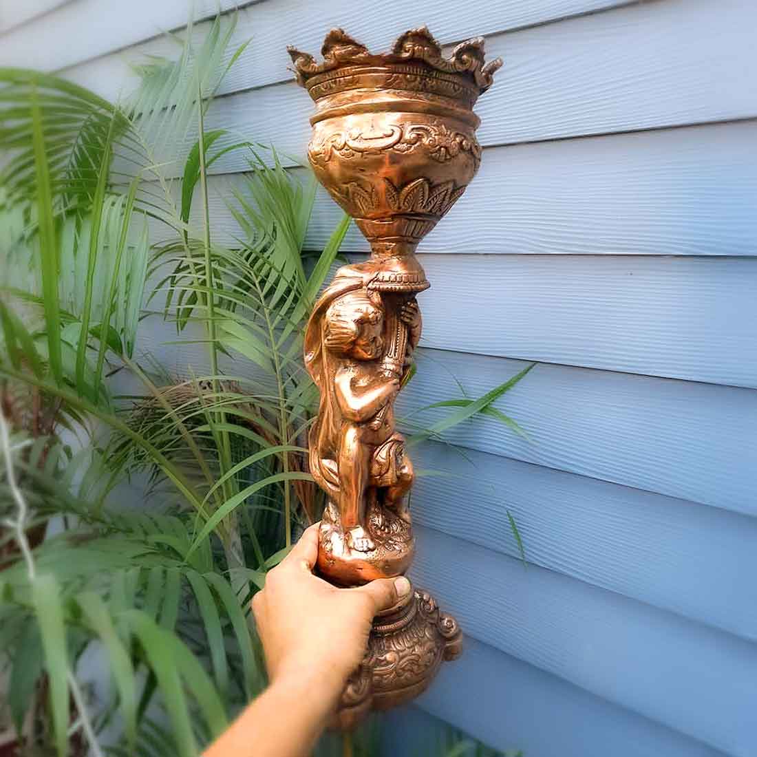 Vase | Flower Pot - Metal | Showpiece Cum Vase - Figurine Holding Mashal - for Home Decoration, Living Room, Table, Shelf, Office , Interior Decor | Gifts for All Occasions -18 Inch