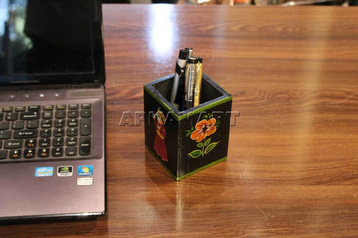 Wooden Pen Holder -Pen Pencil Holder -for Study Table - 4 Inch - ApkaMart
