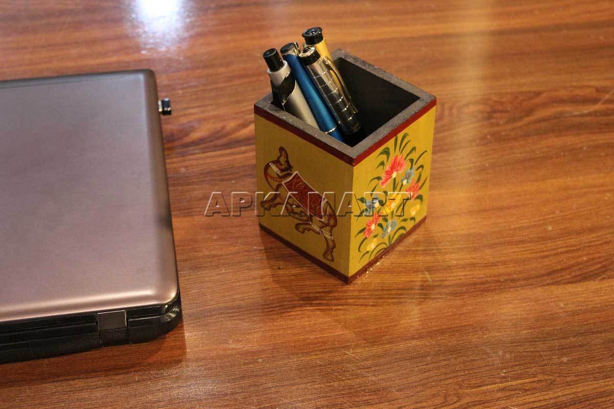 Pen Pencil Holder -Wooden Pen Stand -for Gifts - 4 Inch - ApkaMart