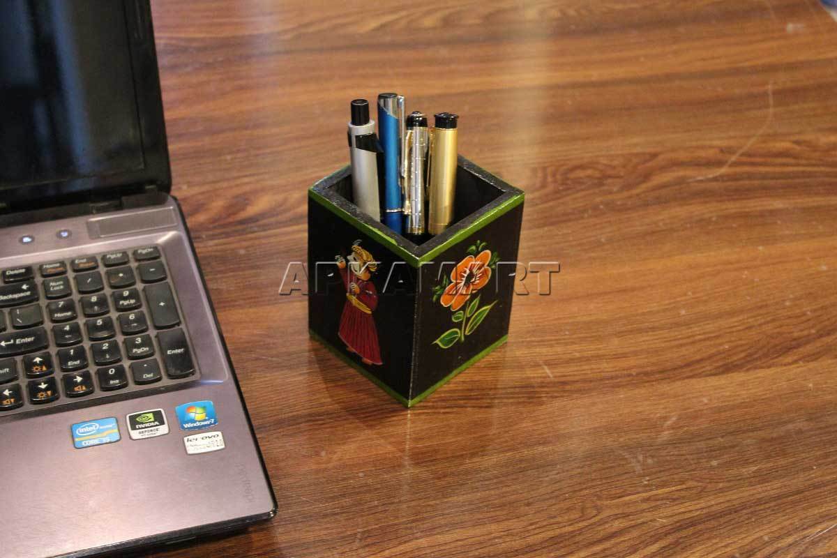 Wooden Pen Holder -Pen Pencil Holder -for Study Table - 4 Inch - ApkaMart