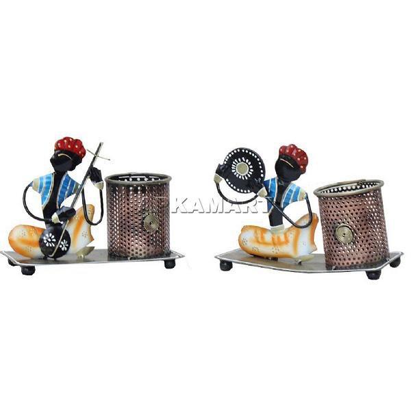 Showpiece Pen Holder | Desk Organizer - Musician Design - for Study Table - Set of 2 - ApkaMart
