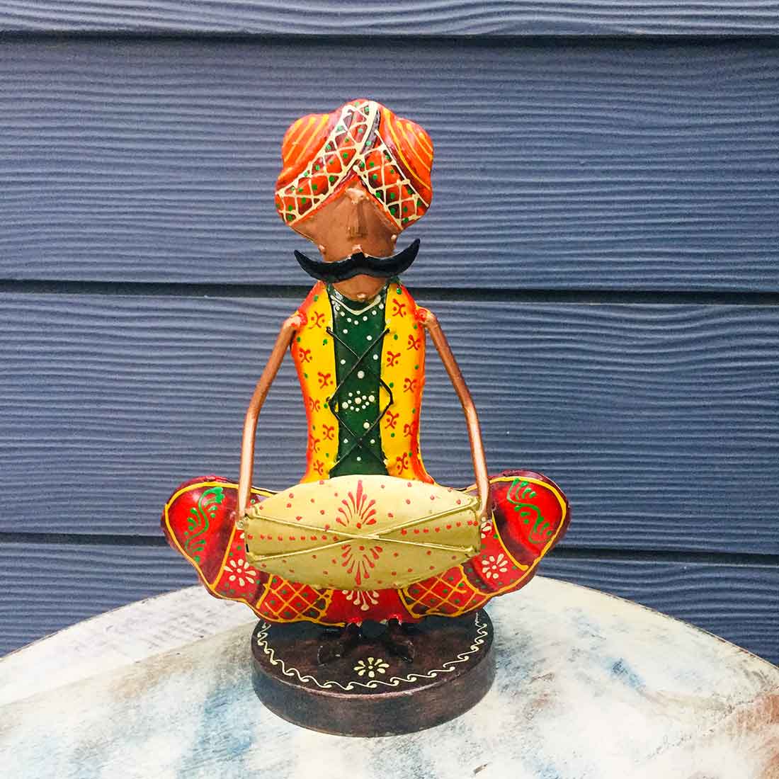 Musician Figurines - Musician Playing Dholak - 9 Inch - ApkaMart