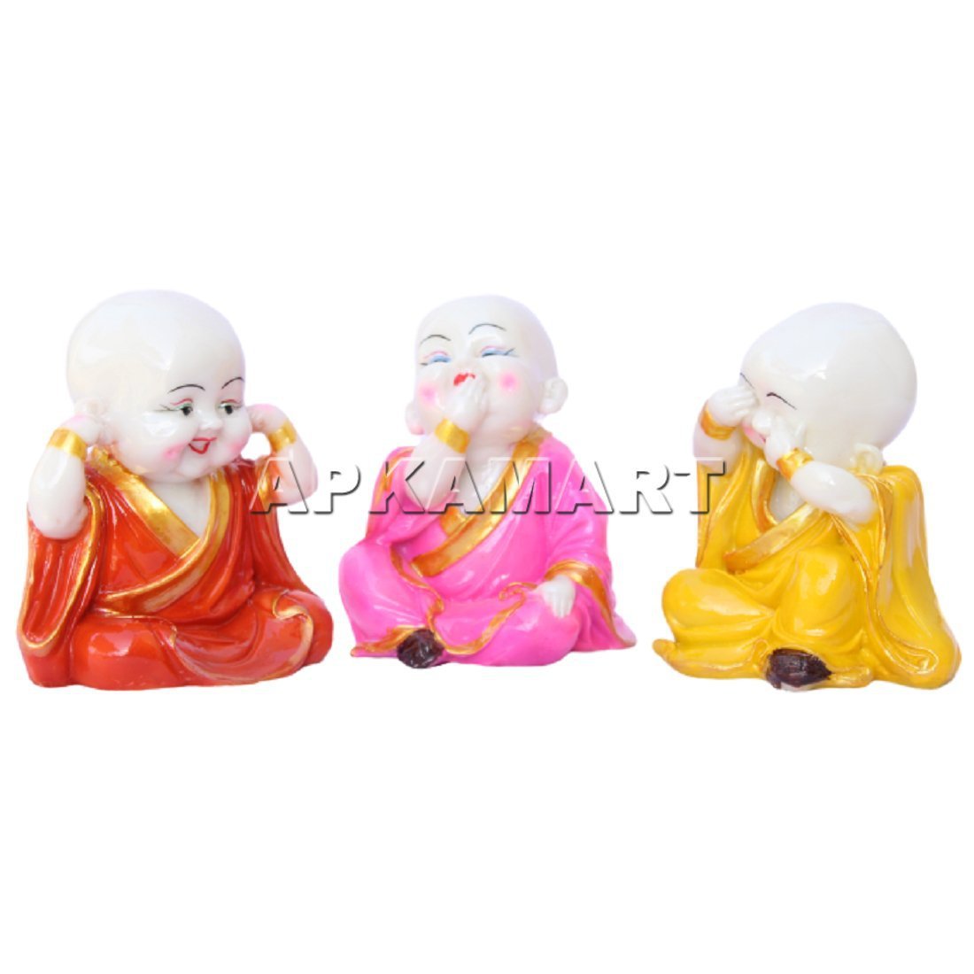 Baby Monk Showpiece - for Home  & Garden Decor - Set of 3 - ApkaMart