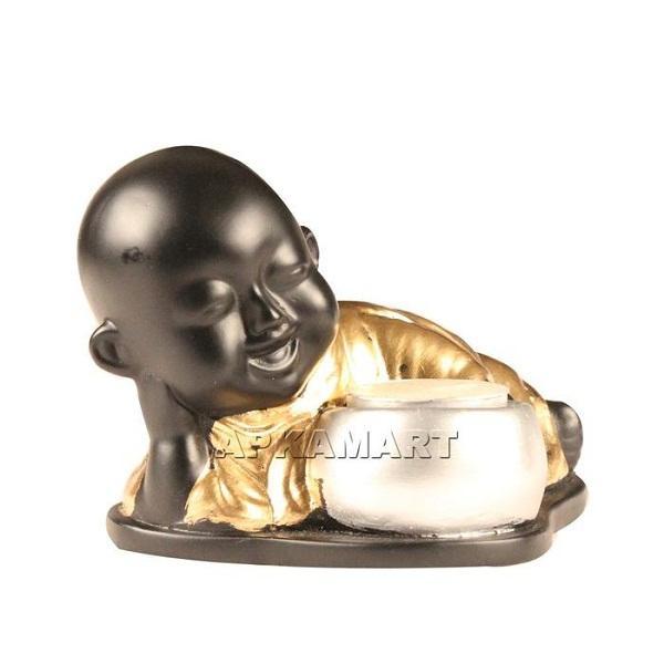 Decorative Tealight Candle Holder - Baby Monk Design -  4 Inch - ApkaMart