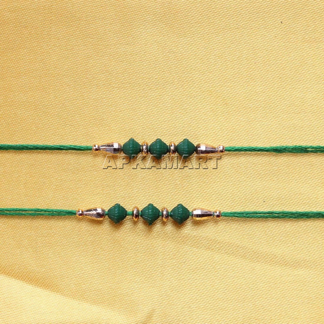 Beaded Green Rakhi Set of 2 - ApkaMart