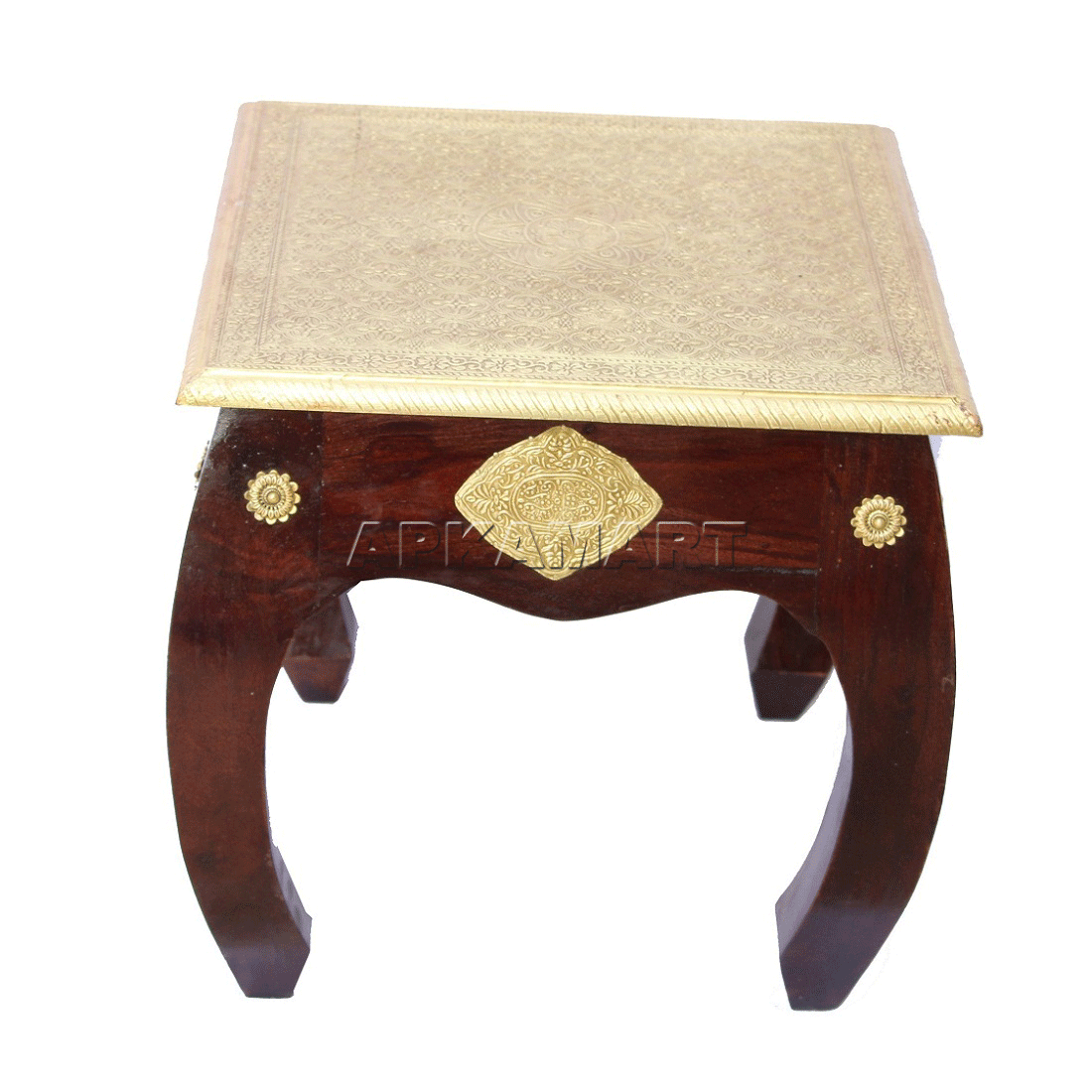 Brass Embellished Designer Coffee Table |Center Table for Living Room -16 Inch - ApkaMart