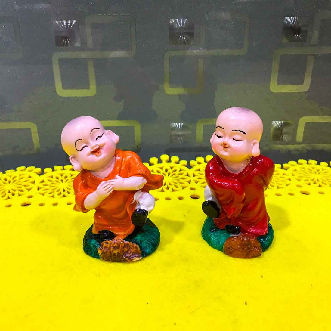 Baby Monk Showpiece - for Home & Garden Decor -5 Inch - Set of 2 - ApkaMart