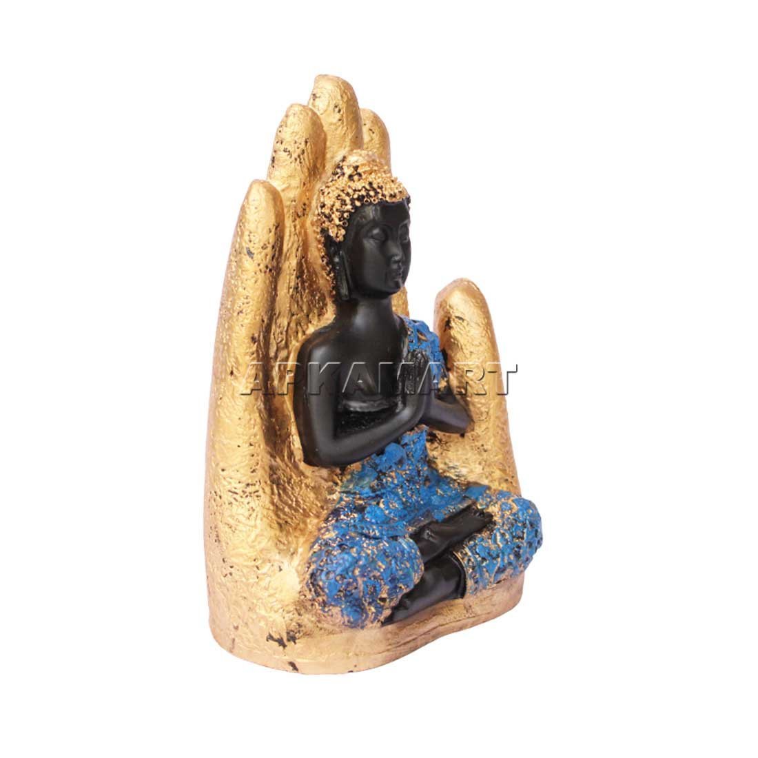 Meditating on Palm - Buddha Home Decor - for Peace & Wealth - 6 Inch - ApkaMart