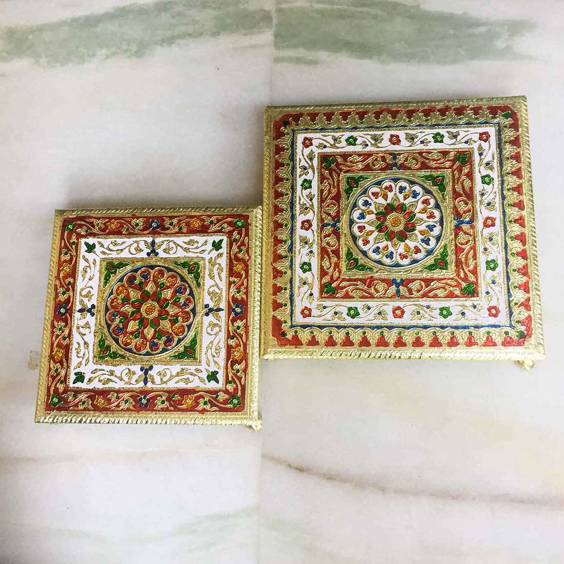 Pooja Chowki Bajot - Set of 2 - 10 Inch & 12 Inch Bajot - ApkaMart #style_Design 1