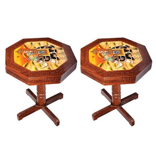 Wood Table | Side Table for Living Room - for Office Decor & Gifts - Set of 2 - ApkaMart