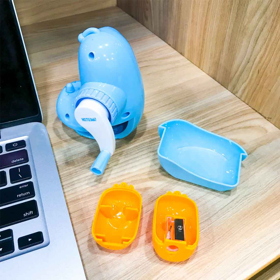 Pencil Sharpener - Blue Caterpillar Design - Table Sharpener Machine - For Kids ,Girls & Boys - ApkaMart