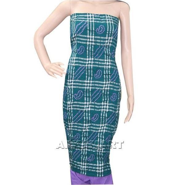 Dark Green and Purple Tie and Dye Dress Material - ApkaMart