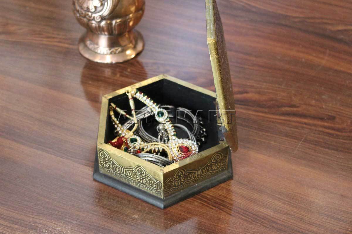 Brass Jewellery Box | Decorative Box - For Earring & Necklace - 7 Inch - ApkaMart