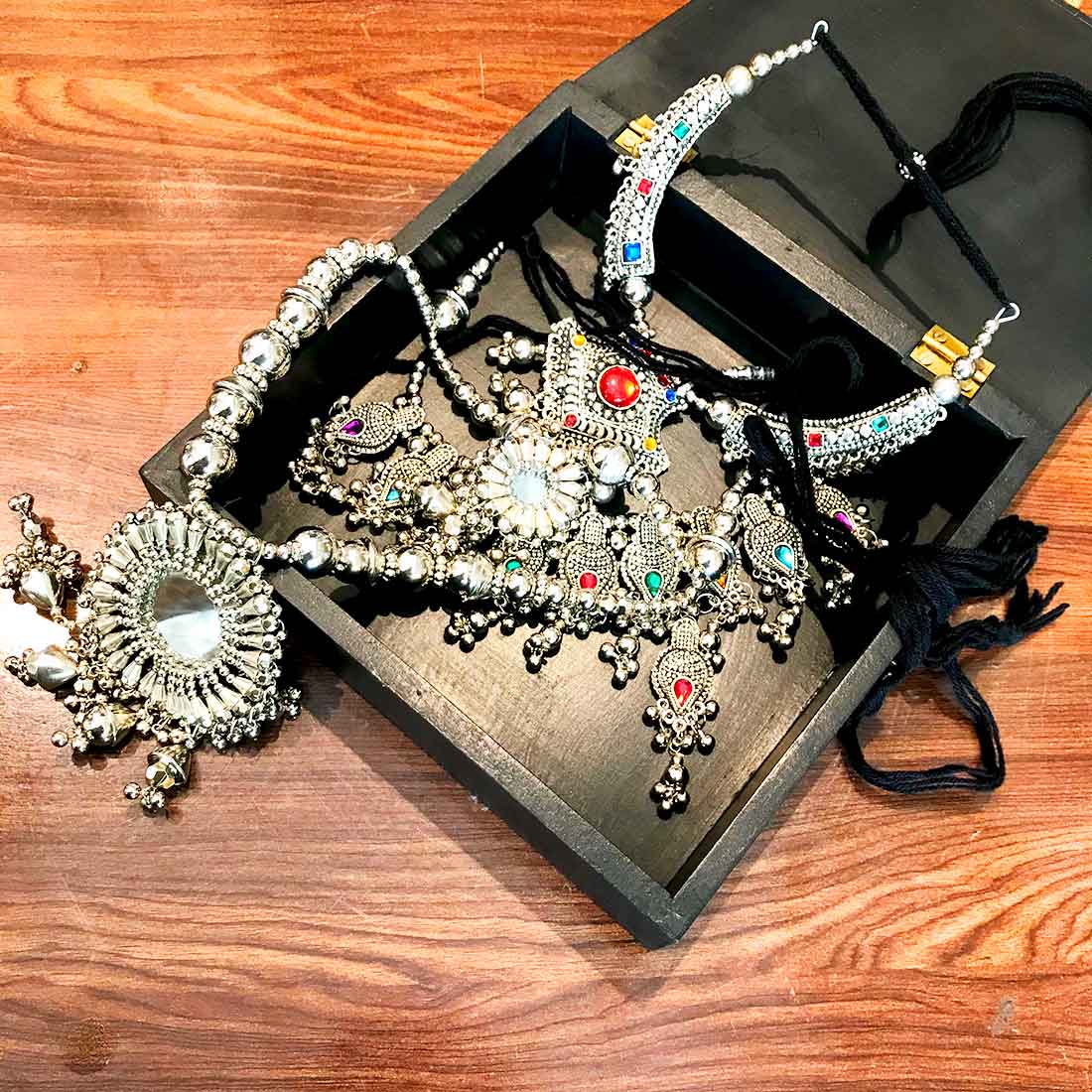 Decorative Box Brass | Necklace Box | Wooden Jewelry Box - 8 Inch - ApkaMart