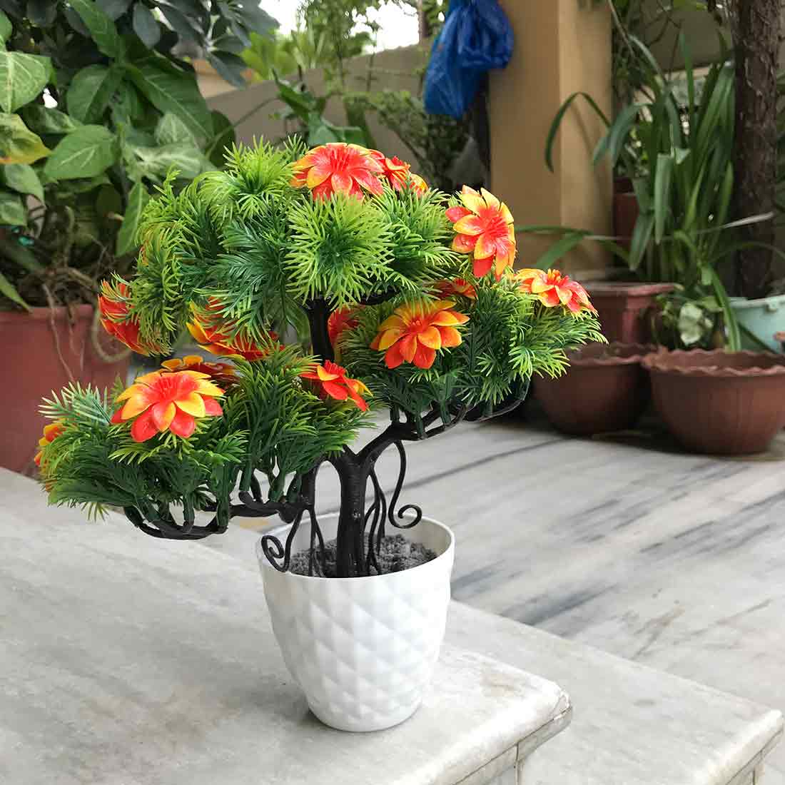 Artificial Flower Bouquet - Plastic Potted Plants - For Home Decoration - ApkaMart