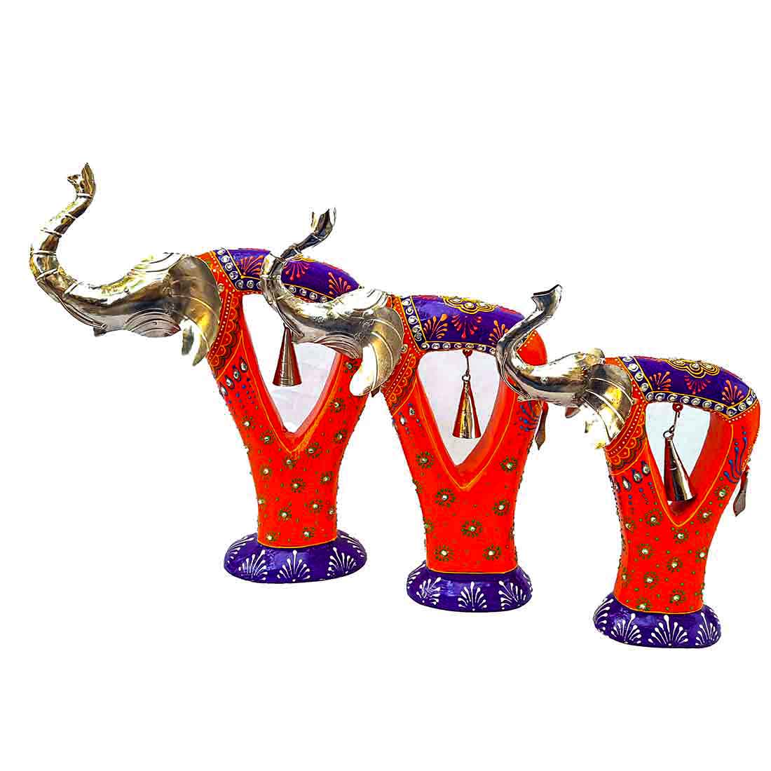Antique Elephant Showpiece - For Table Decor & Living Room Decor - 16 Inch-Set of 3 - ApkaMart